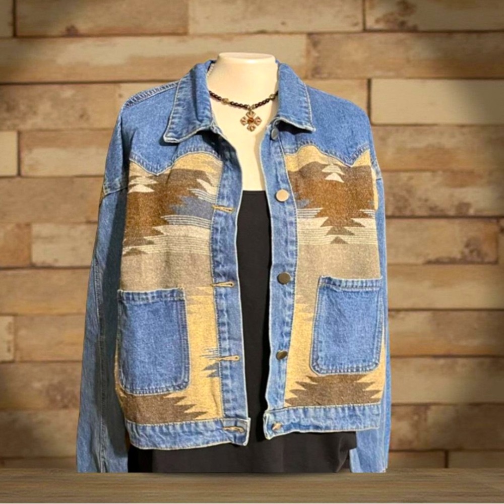 Denim jacket Aztec Pattern Jacket Aztec Patterned Design New Boutique - Picture 9 of 14